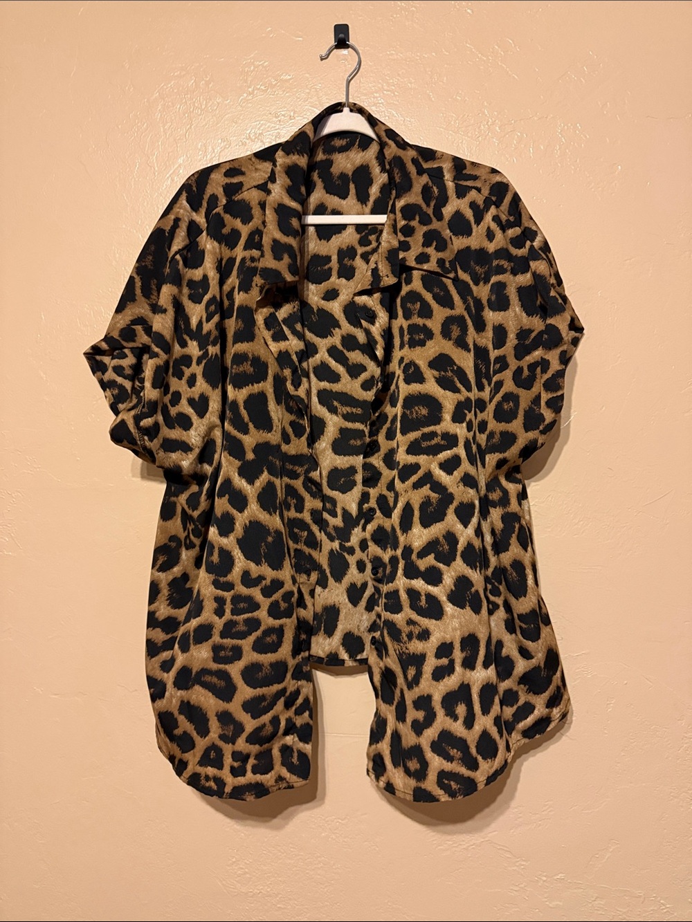 SHEIN Leopard Print Button Up Top - Black & Tan